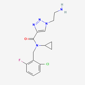 molecular formula C15H17ClFN5O B5524776 1-(2-aminoethyl)-N-(2-chloro-6-fluorobenzyl)-N-cyclopropyl-1H-1,2,3-triazole-4-carboxamide 