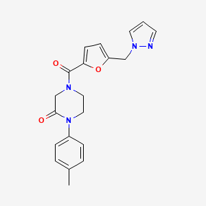 molecular formula C20H20N4O3 B5524805 1-(4-甲基苯基)-4-[5-(1H-吡唑-1-基甲基)-2-呋喃甲酰]-2-哌嗪酮 