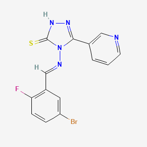 molecular formula C14H9BrFN5S B5524813 4-[(5-溴-2-氟苄叉亚甲基)氨基]-5-(3-吡啶基)-4H-1,2,4-三唑-3-硫醇 