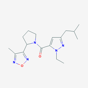 molecular formula C17H25N5O2 B5524826 3-{1-[(1-ethyl-3-isobutyl-1H-pyrazol-5-yl)carbonyl]-2-pyrrolidinyl}-4-methyl-1,2,5-oxadiazole 
