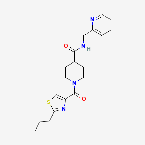 molecular formula C19H24N4O2S B5524837 1-[(2-丙基-1,3-噻唑-4-基)羰基]-N-(2-吡啶基甲基)-4-哌啶甲酰胺 