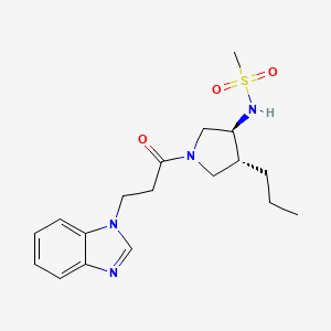 molecular formula C18H26N4O3S B5524854 N-{(3S*,4R*)-1-[3-(1H-benzimidazol-1-yl)propanoyl]-4-propyl-3-pyrrolidinyl}methanesulfonamide 