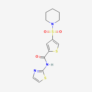molecular formula C13H15N3O3S3 B5524883 4-(1-piperidinylsulfonyl)-N-1,3-thiazol-2-yl-2-thiophenecarboxamide 