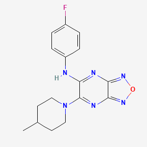 molecular formula C16H17FN6O B5524899 N-(4-氟苯基)-6-(4-甲基-1-哌啶基)[1,2,5]恶二唑[3,4-b]吡嗪-5-胺 