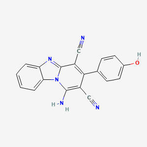 molecular formula C19H11N5O B5524946 1-amino-3-(4-hydroxyphenyl)pyrido[1,2-a]benzimidazole-2,4-dicarbonitrile 