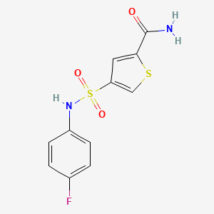 molecular formula C11H9FN2O3S2 B5524978 4-{[(4-氟苯基)氨基]磺酰基}-2-噻吩甲酰胺 