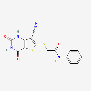 molecular formula C15H10N4O3S2 B5524997 2-[(7-cyano-4-hydroxy-2-oxo-1,2-dihydrothieno[3,2-d]pyrimidin-6-yl)thio]-N-phenylacetamide 