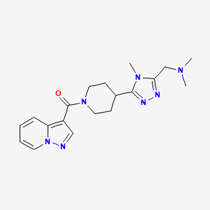 molecular formula C19H25N7O B5525005 N,N-dimethyl-1-{4-methyl-5-[1-(pyrazolo[1,5-a]pyridin-3-ylcarbonyl)piperidin-4-yl]-4H-1,2,4-triazol-3-yl}methanamine 