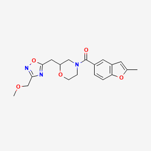 molecular formula C19H21N3O5 B5525047 2-{[3-(methoxymethyl)-1,2,4-oxadiazol-5-yl]methyl}-4-[(2-methyl-1-benzofuran-5-yl)carbonyl]morpholine 