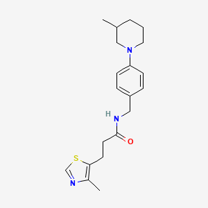 molecular formula C20H27N3OS B5525063 N-[4-(3-methyl-1-piperidinyl)benzyl]-3-(4-methyl-1,3-thiazol-5-yl)propanamide 