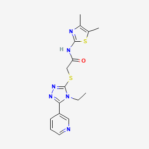 molecular formula C16H18N6OS2 B5525083 N-(4,5-dimethyl-1,3-thiazol-2-yl)-2-{[4-ethyl-5-(3-pyridinyl)-4H-1,2,4-triazol-3-yl]thio}acetamide 