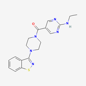 molecular formula C18H20N6OS B5525095 5-{[4-(1,2-benzisothiazol-3-yl)-1-piperazinyl]carbonyl}-N-ethyl-2-pyrimidinamine 