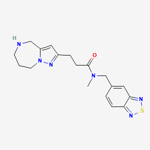 molecular formula C18H22N6OS B5525096 N-(2,1,3-benzothiadiazol-5-ylmethyl)-N-methyl-3-(5,6,7,8-tetrahydro-4H-pyrazolo[1,5-a][1,4]diazepin-2-yl)propanamide hydrochloride 