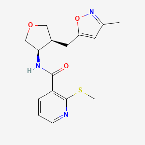 molecular formula C16H19N3O3S B5525108 N-{(3R*,4S*)-4-[(3-甲基异恶唑-5-基)甲基]四氢呋喃-3-基}-2-(甲硫基)烟酰胺 