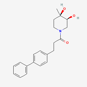 molecular formula C21H25NO3 B5525117 (3S*,4R*)-1-(3-biphenyl-4-ylpropanoyl)-4-methylpiperidine-3,4-diol 