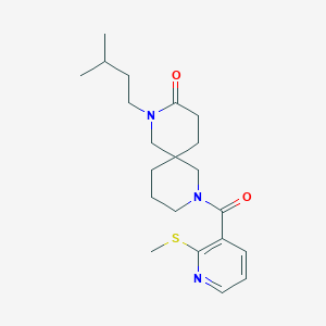 molecular formula C21H31N3O2S B5525123 2-(3-methylbutyl)-8-{[2-(methylthio)-3-pyridinyl]carbonyl}-2,8-diazaspiro[5.5]undecan-3-one 