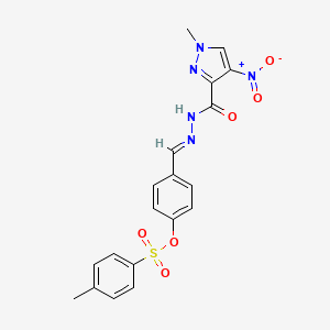 molecular formula C19H17N5O6S B5525202 4-{2-[(1-methyl-4-nitro-1H-pyrazol-3-yl)carbonyl]carbonohydrazonoyl}phenyl 4-methylbenzenesulfonate 