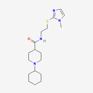 molecular formula C18H30N4OS B5525211 1-环己基-N-{2-[(1-甲基-1H-咪唑-2-基)硫]乙基}-4-哌啶甲酰胺 