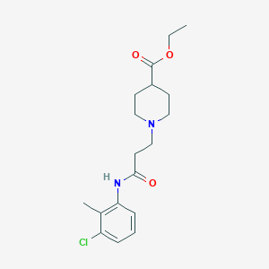 molecular formula C18H25ClN2O3 B5525232 1-{3-[(3-氯-2-甲基苯基)氨基]-3-氧代丙酰}-4-哌啶甲酸乙酯 