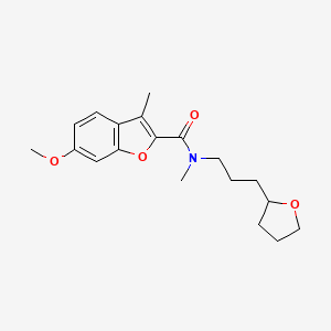 molecular formula C19H25NO4 B5525289 6-methoxy-N,3-dimethyl-N-[3-(tetrahydro-2-furanyl)propyl]-1-benzofuran-2-carboxamide 