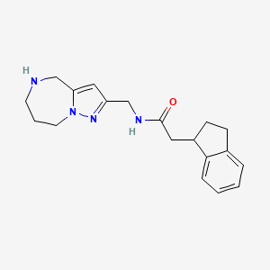molecular formula C19H24N4O B5525321 2-(2,3-dihydro-1H-inden-1-yl)-N-(5,6,7,8-tetrahydro-4H-pyrazolo[1,5-a][1,4]diazepin-2-ylmethyl)acetamide hydrochloride 