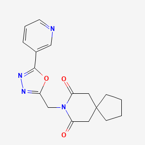 molecular formula C17H18N4O3 B5525337 8-[(5-pyridin-3-yl-1,3,4-oxadiazol-2-yl)methyl]-8-azaspiro[4.5]decane-7,9-dione 