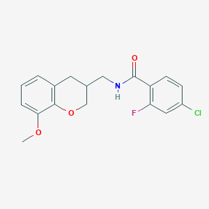 molecular formula C18H17ClFNO3 B5525372 4-chloro-2-fluoro-N-[(8-methoxy-3,4-dihydro-2H-chromen-3-yl)methyl]benzamide 