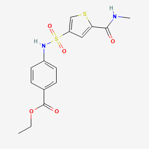 molecular formula C15H16N2O5S2 B5525375 ethyl 4-[({5-[(methylamino)carbonyl]-3-thienyl}sulfonyl)amino]benzoate 