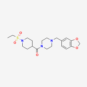 molecular formula C20H29N3O5S B5525384 1-(1,3-苯并二氧杂环-5-基甲基)-4-{[1-(乙基磺酰基)-4-哌啶基]羰基}哌嗪 