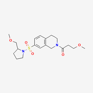 molecular formula C19H28N2O5S B5525460 7-{[2-(methoxymethyl)pyrrolidin-1-yl]sulfonyl}-2-(3-methoxypropanoyl)-1,2,3,4-tetrahydroisoquinoline 