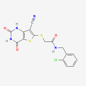 molecular formula C16H11ClN4O3S2 B5525508 N-(2-chlorobenzyl)-2-[(7-cyano-4-hydroxy-2-oxo-1,2-dihydrothieno[3,2-d]pyrimidin-6-yl)thio]acetamide 