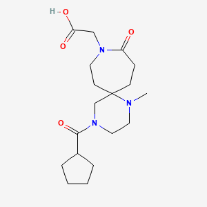 molecular formula C18H29N3O4 B5525553 [4-(cyclopentylcarbonyl)-1-methyl-10-oxo-1,4,9-triazaspiro[5.6]dodec-9-yl]acetic acid 