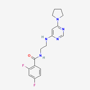 molecular formula C17H19F2N5O B5525576 2,4-difluoro-N-(2-{[6-(1-pyrrolidinyl)-4-pyrimidinyl]amino}ethyl)benzamide 