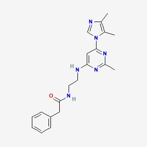 molecular formula C20H24N6O B5525589 N-(2-{[6-(4,5-dimethyl-1H-imidazol-1-yl)-2-methyl-4-pyrimidinyl]amino}ethyl)-2-phenylacetamide 