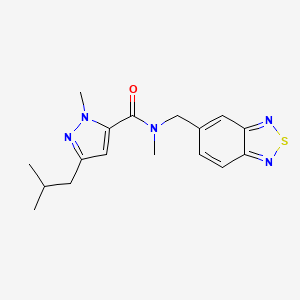 molecular formula C17H21N5OS B5525692 N-(2,1,3-benzothiadiazol-5-ylmethyl)-3-isobutyl-N,1-dimethyl-1H-pyrazole-5-carboxamide 