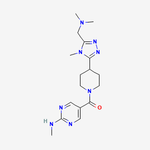 molecular formula C17H26N8O B5525697 5-[(4-{5-[(dimethylamino)methyl]-4-methyl-4H-1,2,4-triazol-3-yl}piperidin-1-yl)carbonyl]-N-methylpyrimidin-2-amine 