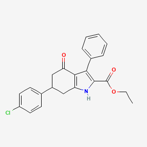 molecular formula C23H20ClNO3 B5525711 ethyl 6-(4-chlorophenyl)-4-oxo-3-phenyl-4,5,6,7-tetrahydro-1H-indole-2-carboxylate 