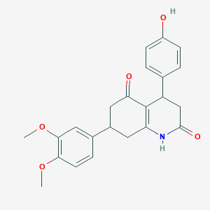 molecular formula C23H23NO5 B5525724 7-(3,4-dimethoxyphenyl)-4-(4-hydroxyphenyl)-4,6,7,8-tetrahydro-2,5(1H,3H)-quinolinedione 