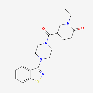 molecular formula C19H24N4O2S B5525736 5-{[4-(1,2-benzisothiazol-3-yl)-1-piperazinyl]carbonyl}-1-ethyl-2-piperidinone 