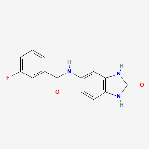 molecular formula C14H10FN3O2 B5525756 3-氟代-N-(2-氧代-2,3-二氢-1H-苯并咪唑-5-基)苯甲酰胺 