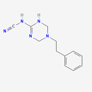 molecular formula C12H15N5 B5525778 [5-(2-phenylethyl)-1,4,5,6-tetrahydro-1,3,5-triazin-2-yl]cyanamide 