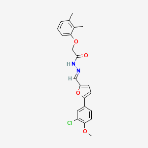 molecular formula C22H21ClN2O4 B5525875 N'-{[5-(3-chloro-4-methoxyphenyl)-2-furyl]methylene}-2-(2,3-dimethylphenoxy)acetohydrazide 
