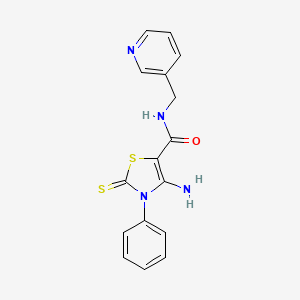 4-amino-3-phenyl-N-(3-pyridinylmethyl)-2-thioxo-2,3-dihydro-1,3-thiazole-5-carboxamide