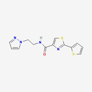 molecular formula C13H12N4OS2 B5525896 N-[2-(1H-吡唑-1-基)乙基]-2-(2-噻吩基)-1,3-噻唑-4-羧酰胺 