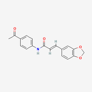 molecular formula C18H15NO4 B5525942 N-(4-乙酰苯基)-3-(1,3-苯并二氧杂环-5-基)丙烯酰胺 