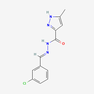 molecular formula C12H11ClN4O B5525946 N'-(3-chlorobenzylidene)-3-methyl-1H-pyrazole-5-carbohydrazide 