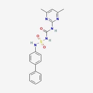 molecular formula C19H19N5O3S B5525963 N-4-联苯基-N'-{[(4,6-二甲基-2-嘧啶基)氨基]羰基}磺酰胺 