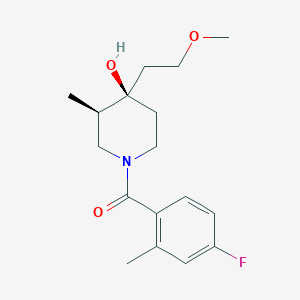 molecular formula C17H24FNO3 B5526021 (3R*,4R*)-1-(4-fluoro-2-methylbenzoyl)-4-(2-methoxyethyl)-3-methylpiperidin-4-ol 