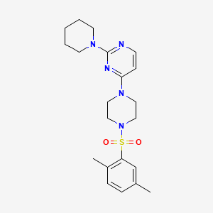 molecular formula C21H29N5O2S B5526052 4-{4-[(2,5-dimethylphenyl)sulfonyl]-1-piperazinyl}-2-(1-piperidinyl)pyrimidine 