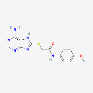 molecular formula C14H14N6O2S B5526057 2-[(6-氨基-9H-嘌呤-8-基)硫代]-N-(4-甲氧苯基)乙酰胺 